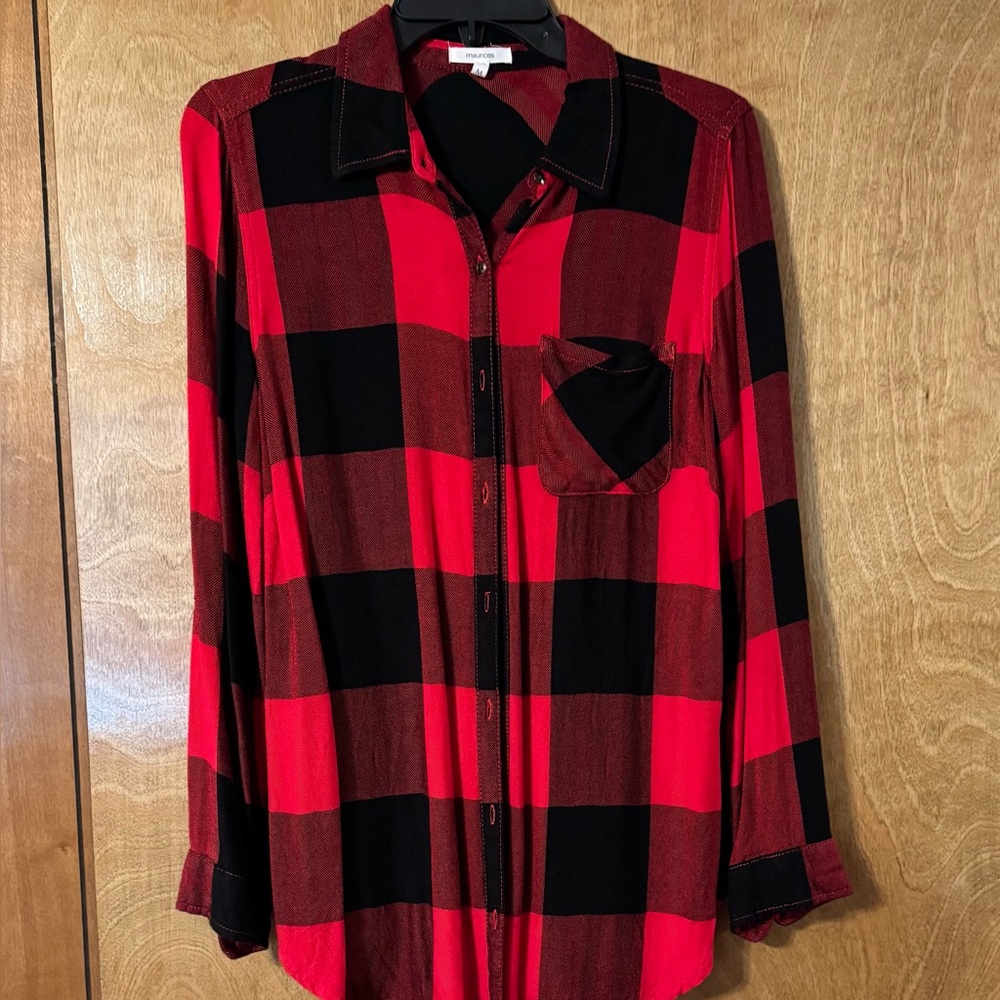 Maurices Red and Black Checkered Shirt